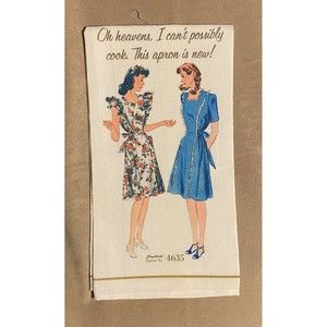 Apron Is New Quotation Modern Tea Towel Simplicity Pattern 1950s Snarky